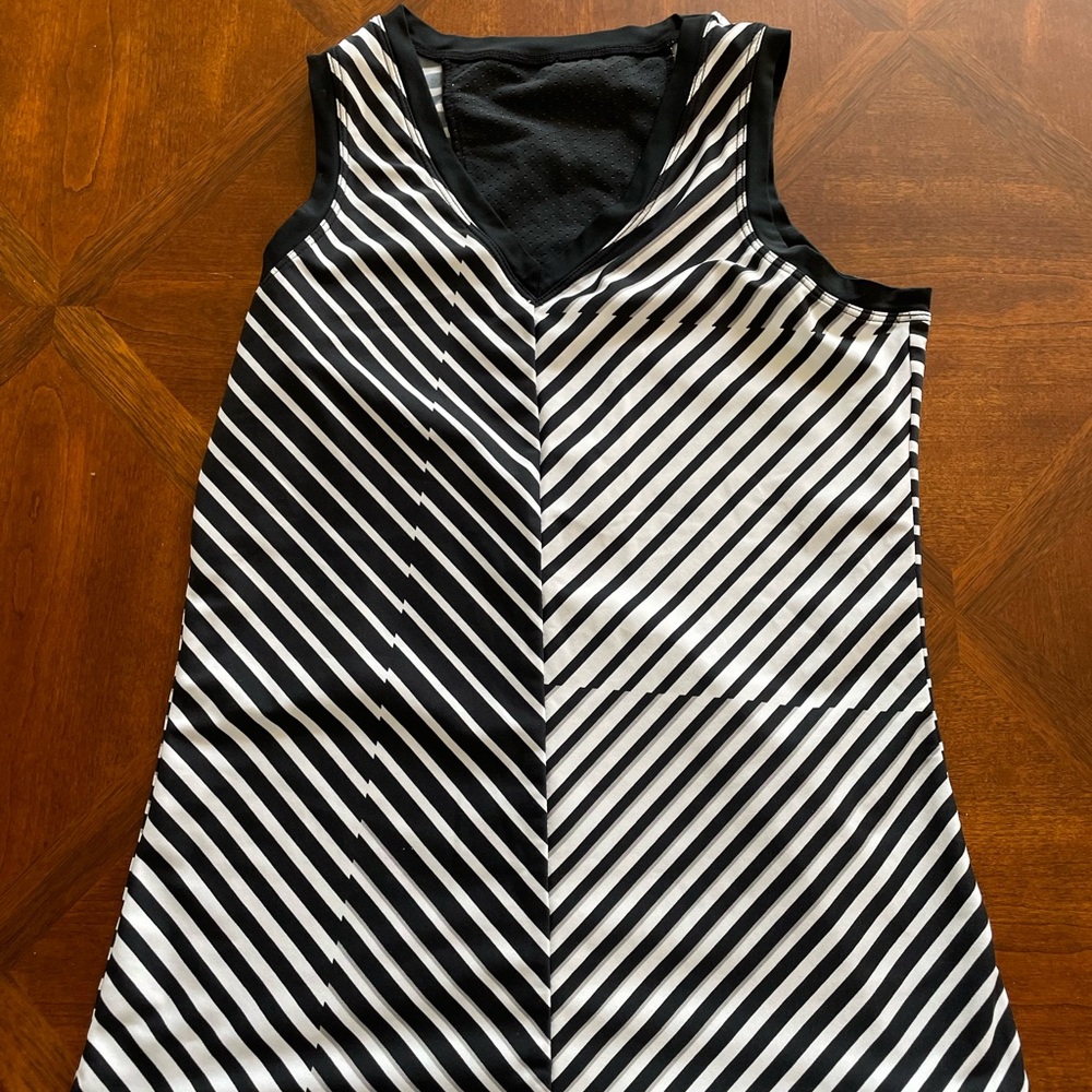 Black and White Striped Athletic Sleeveless Top